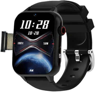 VCYEX Dispositifs D'alerte De Chute pour Personnes Âgées, Montre Connectée Senior, d'urgence Et Appel Vidéo HD, Montre GPS SOS, pour Alzheimer Et DémenceBlack,1.96 * 1.57 * 0.47
