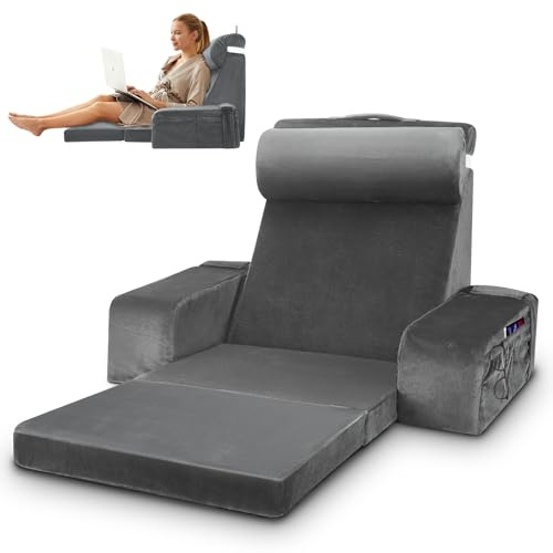 Cojín de lectura para cama y sofá, cojín de lectura, cojín de cama con cojín cervical extraíble, cojín de respaldo y reposabrazos, cojín de respaldo con asa para cama, cojín de cama para leer, ver la