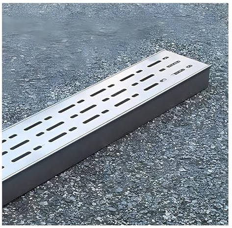 Canale di drenaggio stretto in acciaio inox 304，canale di drenaggio in acciaio inox，Filtri Lineari per Grondaie Giardino Terrazza，canaletta scolo acqua piovana robusto(H8*W3.5CM/H3.15*W1.38IN)