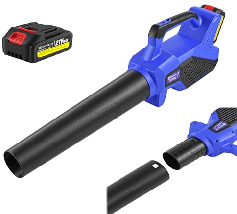 Soffiatore elettrico a batteria da 21 V, con batteria e caricabatterie, senza fili, leggero soffiatore elettrico, potenza 3000 W, 6 livelli, soffiatore di foglie, soffiatore di neve, per la rimozione