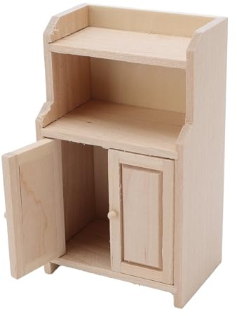 SALALIS 1:12 Miniatur-Vintage-Puppenhaus-Kleiderschrank, Hochsimulierter Holzschrank für Puppenmöbel
