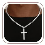 Fezodo Kreuz Kette Herren-5mm 925 Silber Über Kubanische Kreuz Kette Diamant Cut Silberkette Ketten für Herren Freund und Ehemann