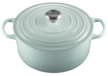 Le Creuset Signature, fuente redonda de hierro fundido esmaltado con tapa, 26 cm, 5,3 litros, Sea Salt