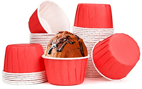 Spesh 50 pirottini di carta per muffin mini cupcake, per matrimoni, compleanni, Natale (rosso)