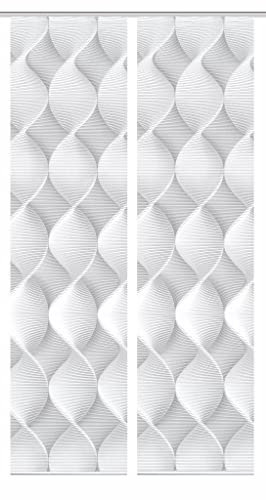 HOME in green 84113 LAMIRA Schiebegardine, recyceltem Polyester, 245x60 cm, Farbe:grau, Größe:245 x 60 cm, Anzahl:2er-Set (2X Motiv)