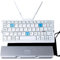 Leise Faltbare QWERTY Bluetooth Tastatur mit Magnetischem Ständer, Aluminium Mini Tragbare Kabellose Tastatur Wiederaufladbar für Tablet, iPad, Smartphones (Weiß)