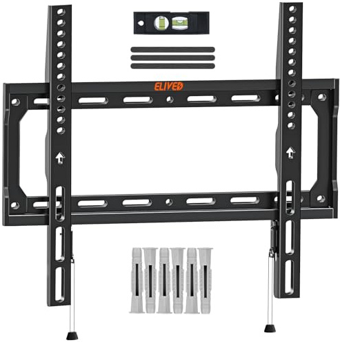 ELIVED Supporto fisso da parete per TV per la maggior parte dei televisori LED, LCD, OLED piatti o curvi da 26-60 pollici, supporto da parete ultra sottile con VESA 75 x 75 mm-400 x 400 mm fino a 45