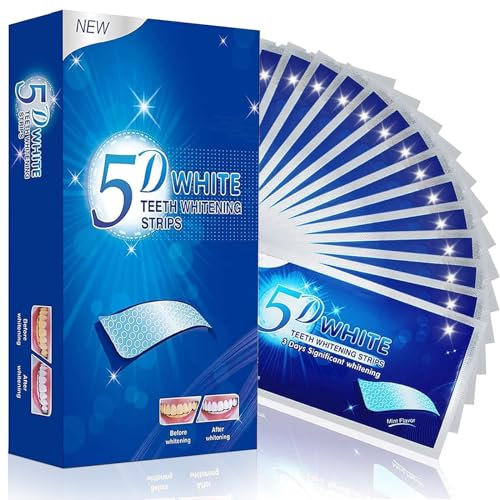 Dorzu Sbiancante Denti Professionale, Strisce Sbiancanti Denti, Rapid White Kit Sbiancante, 14 strisc denti whitening strips Rimuove le Macchie Profonde Sicuro per Denti Smalto
