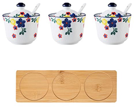 Distributeur de sucre, boîte à assaisonnement, Sucrier à motif dessiné à la main avec couvercle, pot à sucre en forme de tasse à thé en céramique, accessoires de café, verseur à sucre, rangement de cu