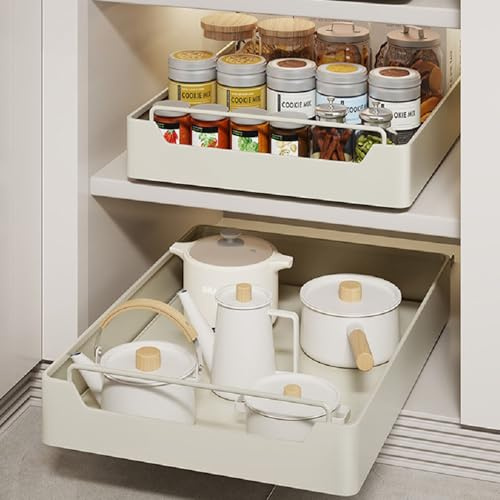 Sightday Teleskopschublade,Ausziehbarer Schrank Organizer,Küchenschrank Organizer Ausziehbar,Küchen Organizer Schublade für Küche,Wohnzimmer,Haus,Kein Bohren und Nageln Erforderlich(Weiß,30cm)