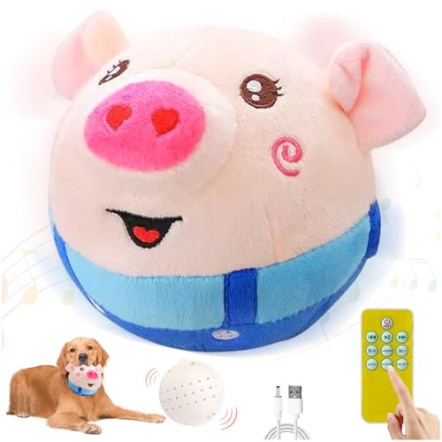 Bewegendes Hundespielzeug, Aktives Bewegliches Haustier-Plschspielzeug mit Fernsteuerung Interaktives Hundespielzeug Ball Schwein-Plüschspielzeug Sicheres Kausicheres Spielzeug für Haustier Hunde