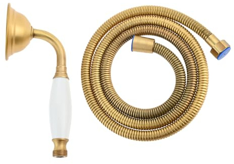 DRELD 2 PCS Retro Dusche Set, 1×Edelstahl Handbrause mit 1×1.5m Schlauch, Nostalgie Retro Dusche Set, Edelstahl Retro Duschkopf Handbrause Set (Vintage Farbe)