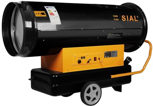 SIAL 135kW Chauffage Soufflant au Fioul Direct - Chauffage de Chantier - Affichage Double écran/Protection Contre La Surchauffe/Fonction de Temporisation Y135A-Black