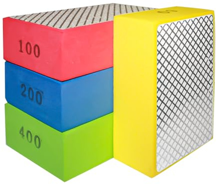 4pcs Tile Polishing Pad Diamond Hand Polishing Pad Porcelain Sanding Blocks Glass Polishing Kit (4pcs 60#100#200#400#)
