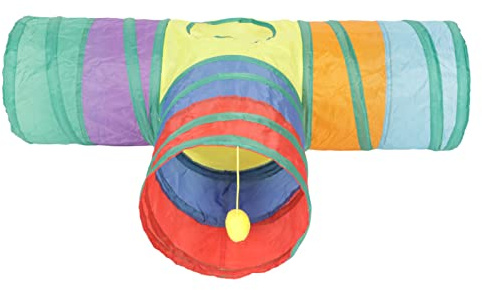 Katzentunnel, 3-Wege-Katzentunnel, Spielzeug, Hasentunnel, Katzenspielzeug für Gelangweilte Erwachsene Katzen Im Innenbereich, mit Hängendem Plüschball für Katzen Im