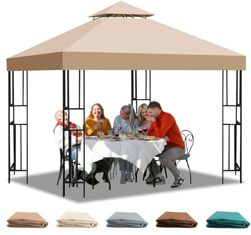 Reservtak i paviljong, 3 x 3 m, vattentätt – dubbelt tak med luftventil, UV-beständig, stabil vintersäker, andas, ersättningstak för garden, camping (polyester 300 D)