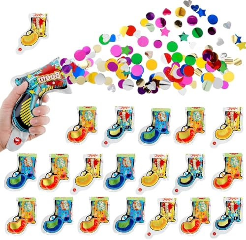 20 pièces Canon Confettis Paquet Confettis Bombe Lanceur Carnaval Multicolore Canon a Confetti pour Anniversaire, FêTe, Mariage, Nouvel an, Carnaval