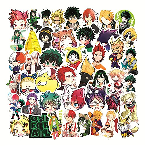 Autocollants My Hero Academia 50 pour valise Skateboard ordinateur portable bouteilles d'eau voiture adolescents garçons filles décalcomanie autocollant étanche