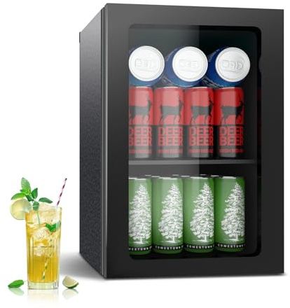DollarDash Réfrigérateur de boissons, 24 canettes/20 litres, mini réfrigérateur avec porte en transparent pour limonade, bière ou vin, plan de travail, réfrigérateur avec étagères amovibles réglables