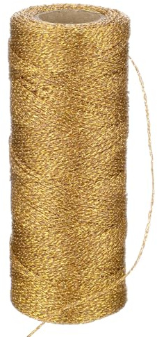 110 Yards/328 Feet Metallic Cord, 1mm Gold Thread String for Crafts Bracelet Jewelry Making Gold Thread, Glitter Twine for DIY, Christmas Decor, Presents Wrapping (100)