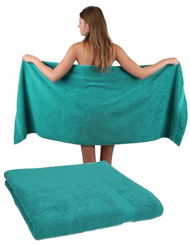 Betz 2 Stück Saunatücher XXL Badetuch Liegetuch Strandlaken Saunahandtuch Premium Frottee 100% Baumwolle Größe 70 x 200 cm Farbe smaragdgrün