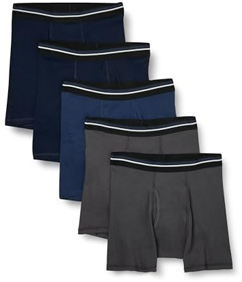 Amazon Essentials Men's Märkesfria boxertrosor, Pack of 5, Kolsvart/Mörk marinblå/Mörkblå, XXL