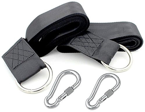 2 1,5 m Camping Hängematte Swing Baum Straps Set, 100% Qualität Polyester 1000D kein Stretch, mit 2 mit schwerem Boden Karabiner Haken und D-Ring, hält bis zu 1000 lbs, schnellste Setup, mit