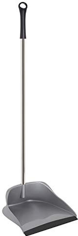 Apex Paletta Alzaimmondizia con Baffo in Gomma – Manico in Metallo Cromato, Piedino Ferma-Paletta, Design Elegante e Resistente, 27x27x84 cm