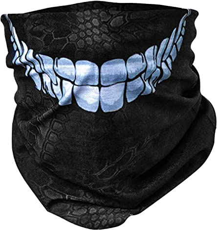 BlackNugget® Echarpe multifonctionnelle imprimée avec un design inhabituel - Cagoule de haute qualité comme tissu chauffant et protecteur - Mouchoir, écran facial, masque facial - Différents motifs