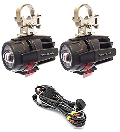 Smartbomb LED-Scheinwerfer Zusatzscheinwerfer für Tiefenlicht + Kabelsatz und Ein/Aus-Schalter Für Motorrad/Motor + Halterungen für Halterungen aus METAL 360 ° Halterungen 2019