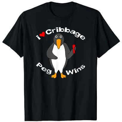 Cribbage Peg Wins White Text T-Shirt