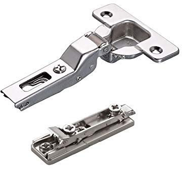2 x Salice Topfband 110° Serie 200 Bohrbild T45 Mittelanschlag inkl. Linear-Montageplatte Höhe 6 mm mit vormontierten Euroschrauben und Exzenterverstellung Möbelscharnier von SO-TECH®