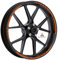 Autodomy Felgenrandaufkleber Komplettset für 2 Räder von 15 bis 19 Zoll | Felgen Aufkleber Motorrad Sport Design Widerstandsfähig Gegen Regen und Sonne (Orange)