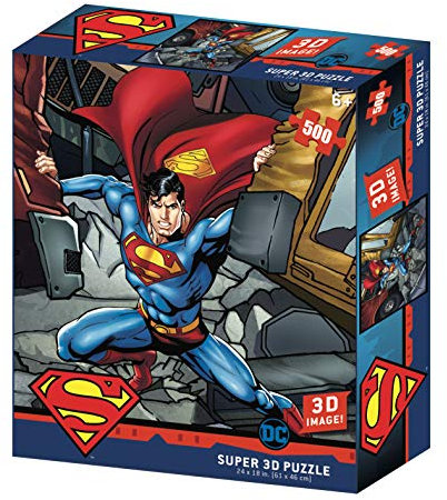 DC Comic SM32523 Superman Strength 3D Effect Jigsaw Puzzle, Multicolour