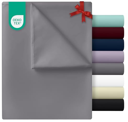 Utopia Bedding - Flach Laken ohne Gummizug - 270 x 290 cm - Oeko-TEX Zertifiziert - Weich Gebürstetes Polyester – Mikrofaser – Flaches Blatt – Grau