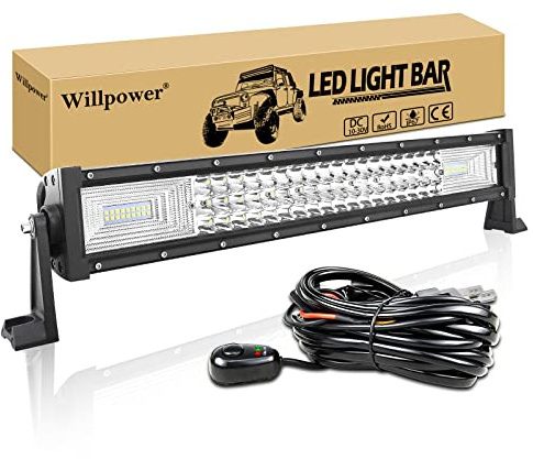 Willpower Led Lichtleiste Balken 12V 24V 22 270W für Auto Offroad KFZ | Lightbar Arbeitsscheinwerfer, mit 12V Kabelbaum, 6000K Weiß, IP67 Wasserdicht, Beleuchtung für Traktor ATV Boot Quad