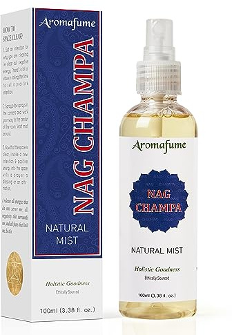 Nag Champa Natural Mist Spray by Aromafume | 100 ml / 3.3oz | Made with Sandalwood, Jasmine, Ylang Ylang & Champa flower extracts | Ideal for meditation and rituals | Non-alcoholic, non-toxic