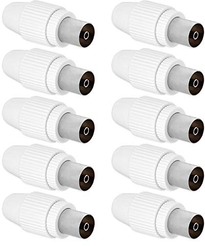 Tecbee 10x Koaxialbuchse TV Antennenbuchse Adapter Kupplung Buchse Verbinder Antennenkabel Schraubbar