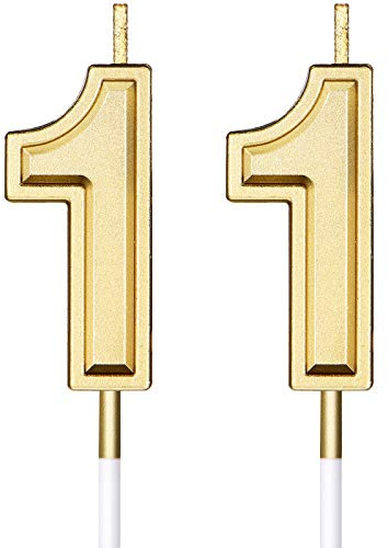 11. Geburtstag Kerzen Kuchen Ziffer Kerzen Alles Gute zum Geburtstag Kuchen Kerzen Topper Dekoration für Geburtstag Hochzeitstag Feier Gunst, Gold