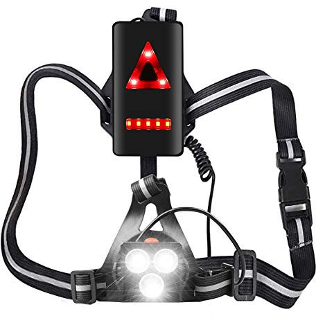 Mocoli Wiederaufladbare LED Stirnlampe, Lauflicht 500 Lux Wiederaufladbare USB Stirnlampe 4 Modi 3 Weiße Lichter 8 Rote Lichter Wasserdichtes Frontscheinwerferlicht zum Laufen Camping Wandern Angeln