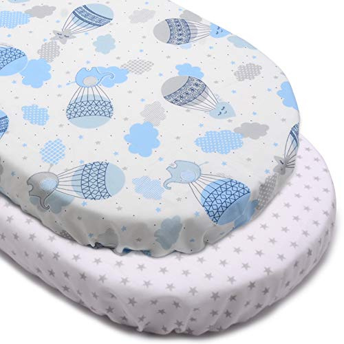 PEKITAS Lot Von 2 Spannbettlaken 75x33cm/72x32cm/80x40cm für Beistellbett Stubenwagen Wiegen Kinderwagen Babywaagen Kuschelweich Oval Babymatratze Julius Zöllner, Träumeland, Alvi, FabiMax