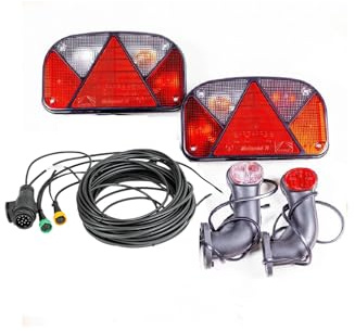 UNITRAILER ASPÖCK Kit déclairage Multipoint II et Superpoint II Faisceau Mantes 7m Prise 13 Broches 12V Feux arrière Gauche et Droit Set Complet Robuste pour remorque Plateau Utilitaire