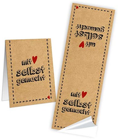Logbuch-Verlag 100 Aufkleber MIT LIEBE SELBSTGEMACHT Geschenk Etiketten für Gebäck Selbstgemachtes Plätzchen Weihnachten 5 x 14,8 cm
