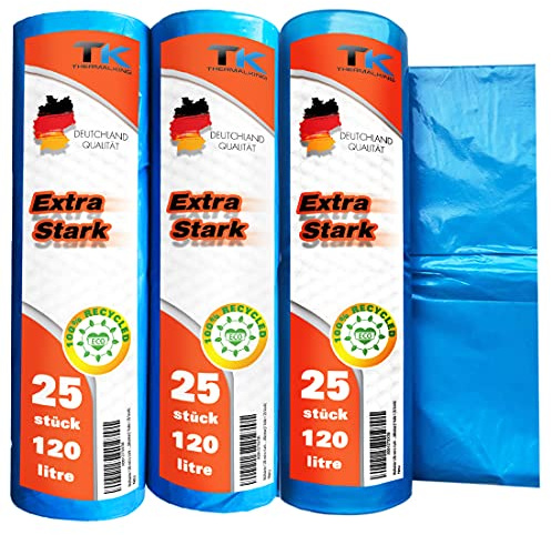Bolsas basura grandes 120 litros – Bolsa de basura industrial (75 bolsas)
