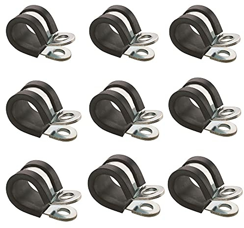 Rubber Lined P Clips Hose Pipe Clamp Mild Steel- Pack of 10 (25mm)