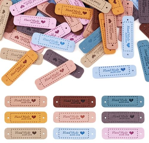 Pandahall Handgefertigte Lederetiketten mit Herzen, geprägte Etiketten mit Löchern, geprägte Etiketten, Verzierung, Stricken, DIY für DIY, Basteln, Nähen, Häkeln, Hüte, Zubehör, 54 Stück