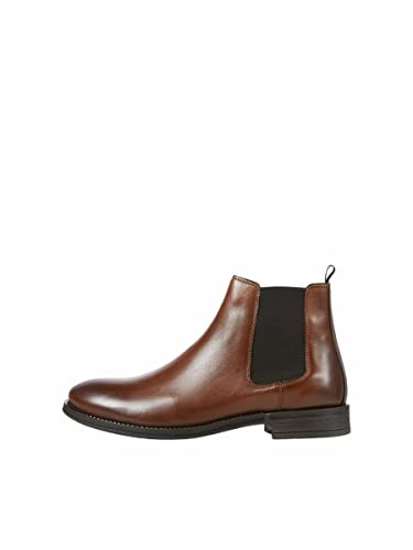 JACK & JONES Jfwargo läder Chelsea Ln herr Chelsea-sko Chelsea Boots, Konjak, 40 EU