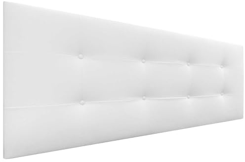 DHOME Kopfteil Gepolstert 8cm Dick - ACUALINE Stoff Und Kunstleder Bett-Kopfteil (Stoff Weiß, 160cm Für Betten 150/160)