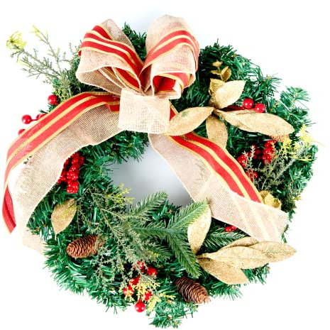 ZENO Christmas Wreath | Golden Christmas Door Wreath with Pine Cones & Berries