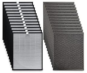 Noaton Kombi-Ersatzfilter-Set, 10 HEPA + 10 Kohle, kompatibel mit Philips AC3256/10, AC3259/10 und AC4550/10